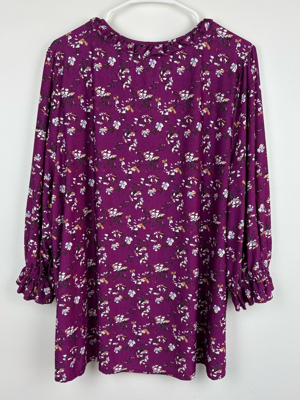 MELLODAY Anthropologie Plum Floral V-Neck Tunic 2X EUC Boho Romantic Feminine - Picture 4 of 8